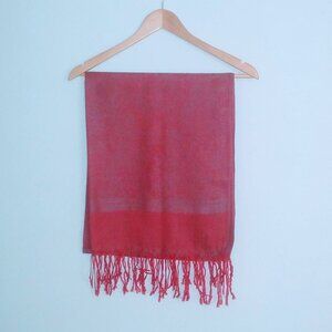 3/$20💥CLEARANCE💥 100% PASHIMINA SCARF WRAP RED GREY Fringe